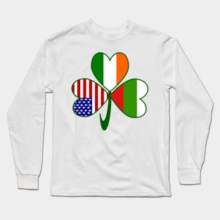 Bulgaria Ireland USA Shamrock Flags Long Sleeve T-Shirt